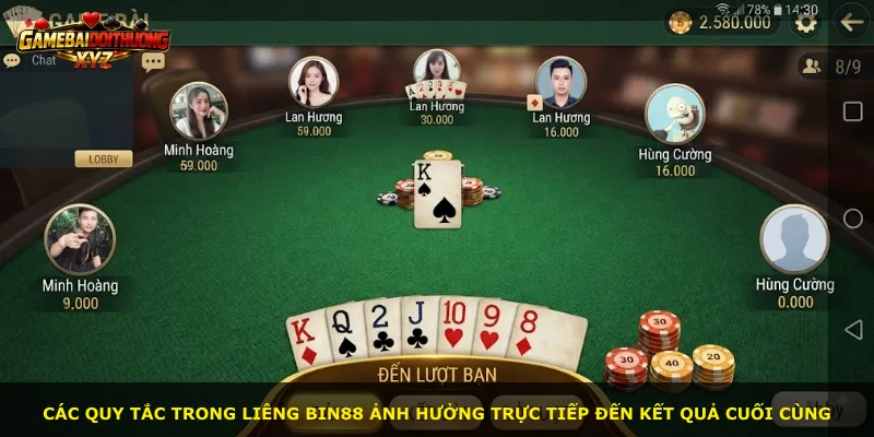 Các quy tắc trong Liêng Bin88 ảnh hưởng trực tiếp đến kết quả cuối cùng